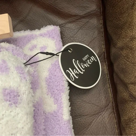Happy Halloween Lavender Ghost Blanket 50” x 60” Extra Soft Feather Knit Throw